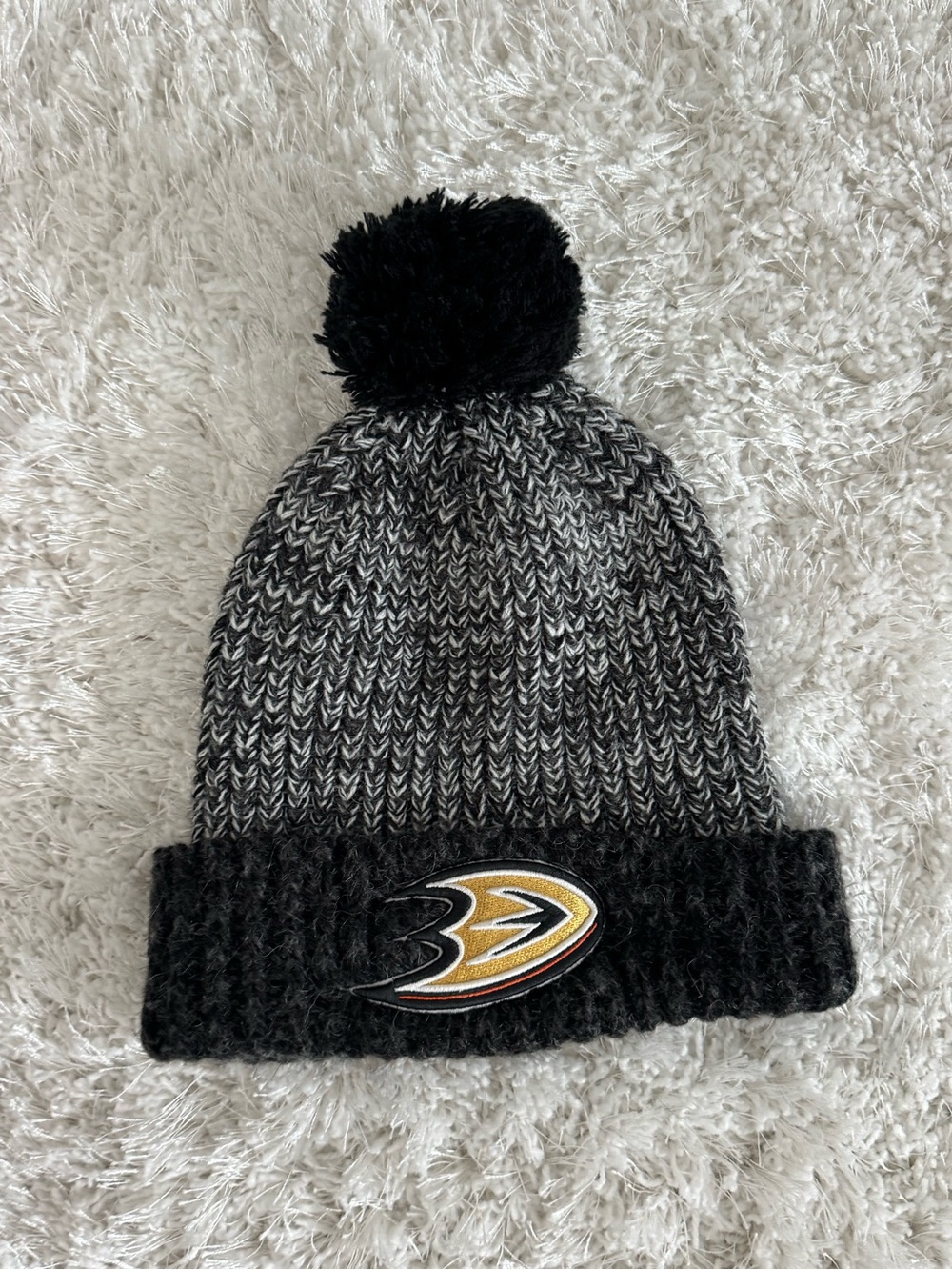 Anaheim Ducks Black & Gray Pom Beanie